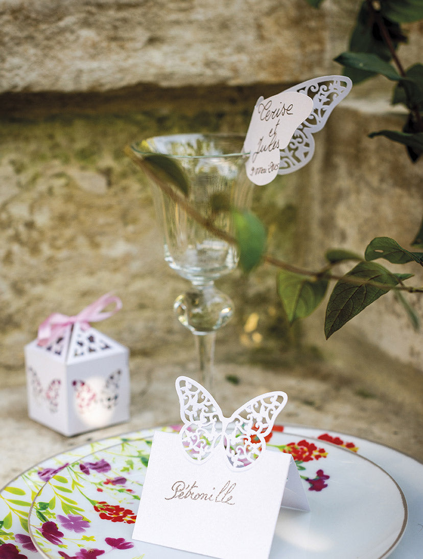 10 Marquees Butterfies White Lace 10 x 6,5 cm