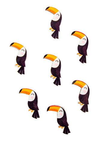 12 roztomilých Toucan Adhesive Wood Confetti 3 x 2 cm