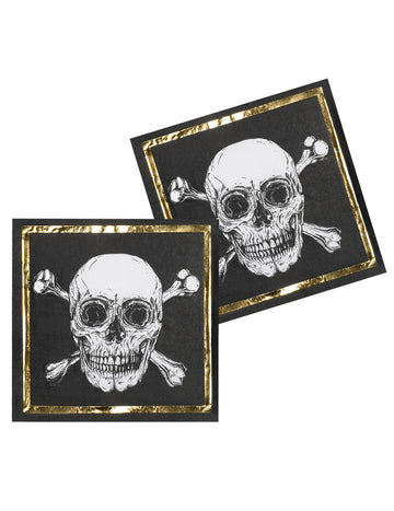 20 pirátske papierové utierky Jolly Roger 33 x 33 cm