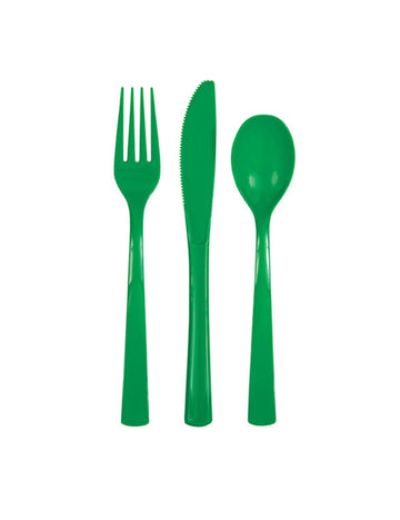 18 Emerald Green Plast Cutlery