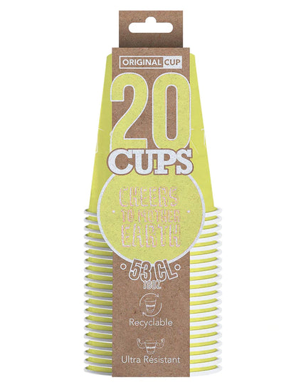 20 amerických pohárov recyklovateľné kartón Pastel Yellow 53 CL