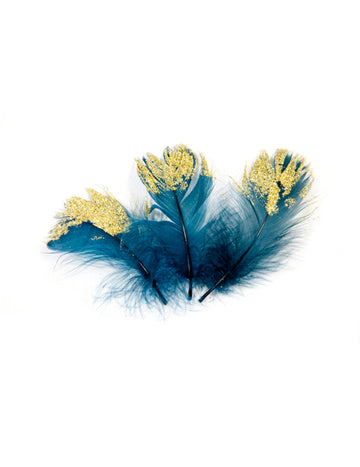 20 King Blue Glitter Feathers a Glitter Gilded 7,5 cm