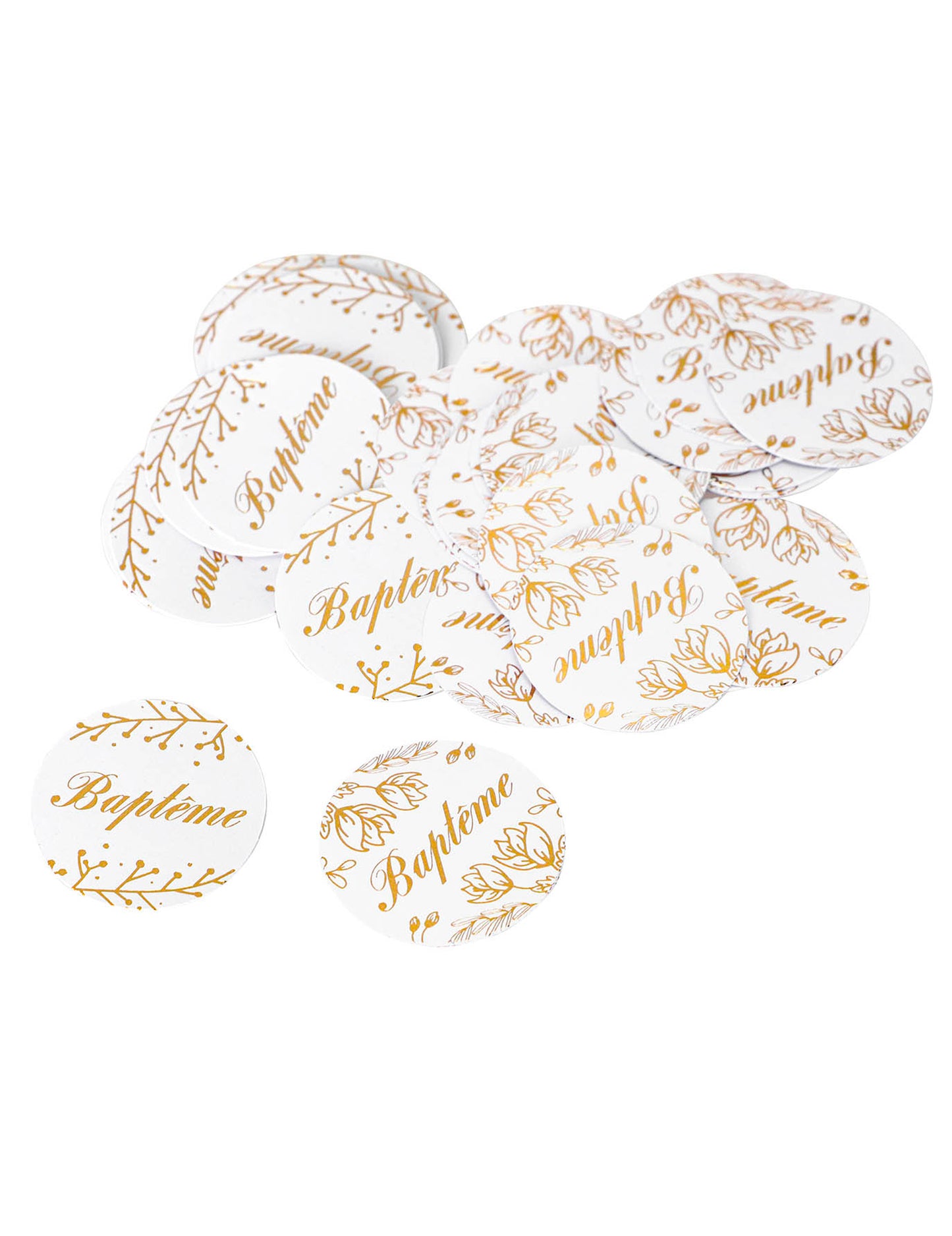 24 Golden Flowery Confetti Krst 2,8 cm