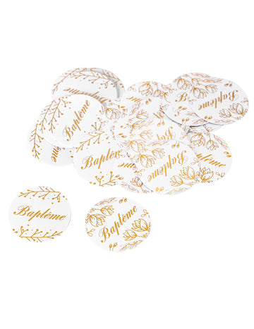 24 Golden Flowery Confetti Krst 2,8 cm