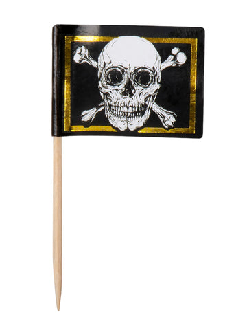 24 Drevené vrcholy pirátska vlajka Jolly Roger 7 cm