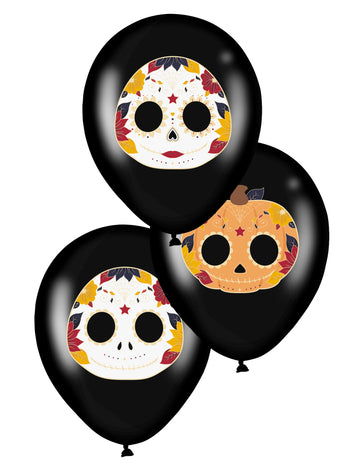 6 latexových balónov Dia de los Muertos noirs 28 cm