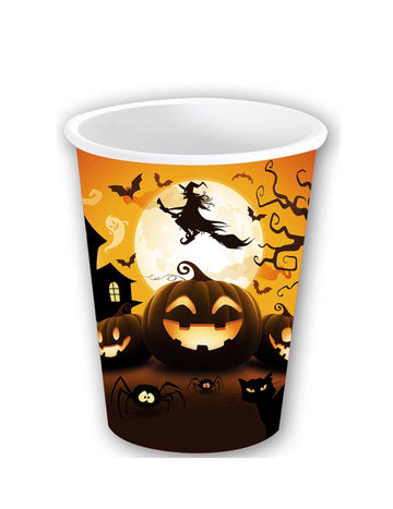 6 Halloween Pumpkin Cartard Cups 240 ml