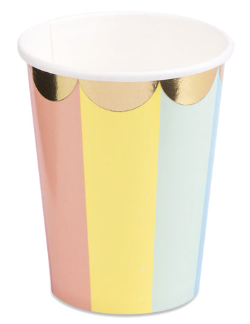 8 Berlingot Pastel a Gilding Cartboard Cups 200 ml