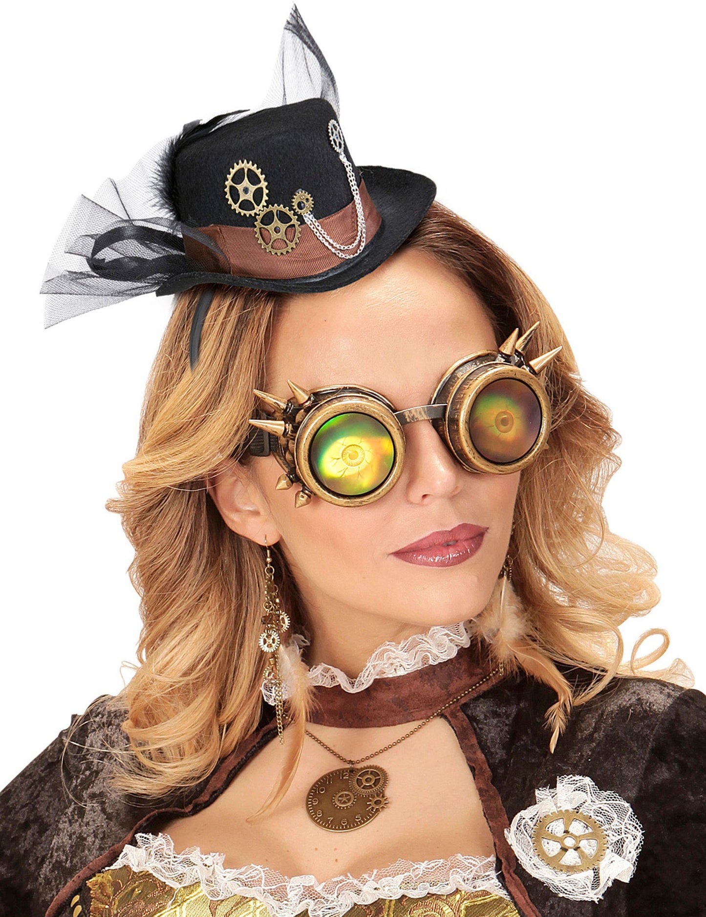 Klobúk s dospelým čiernym závojom Steampunk