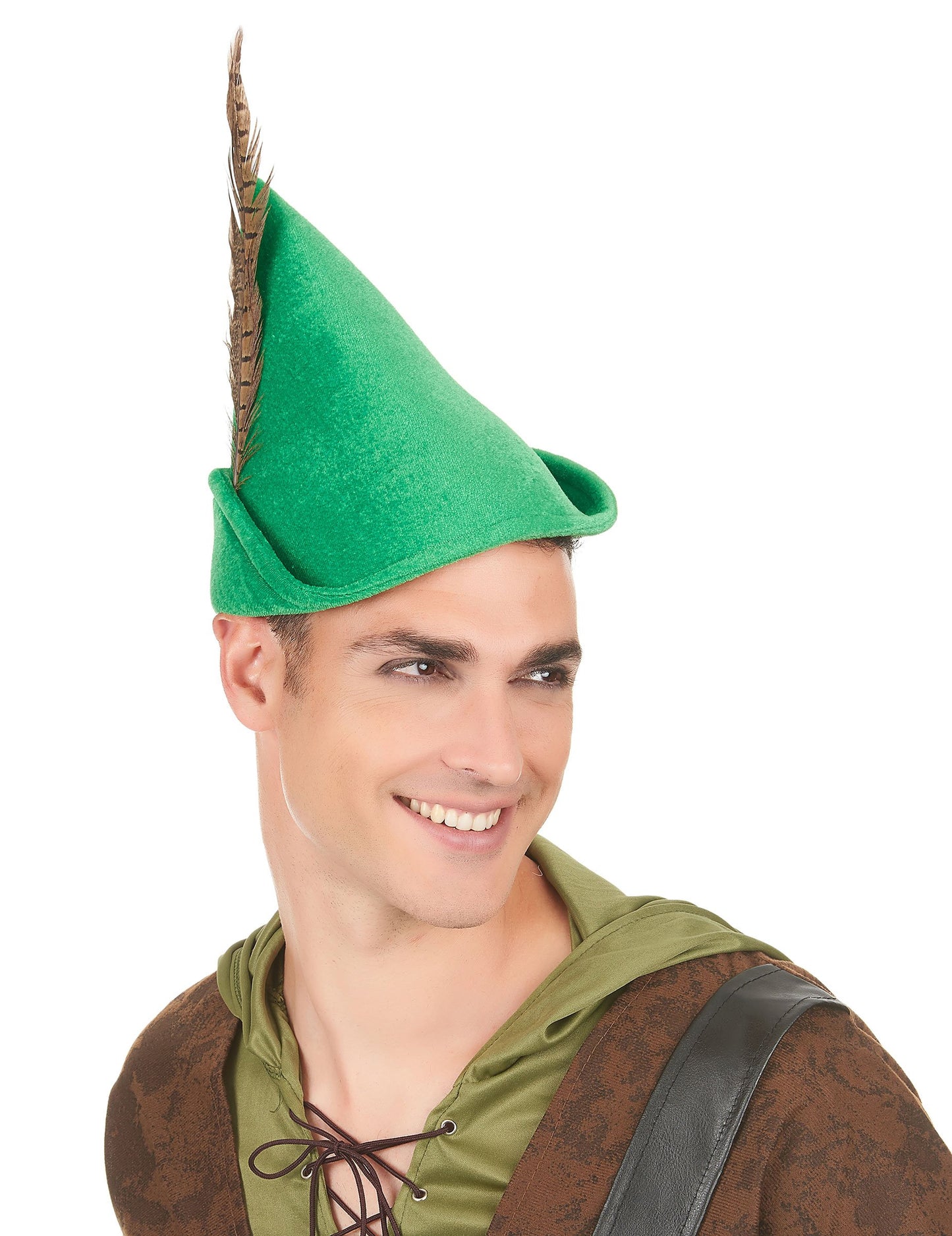 Green Wood Man Hat s dospelým perím