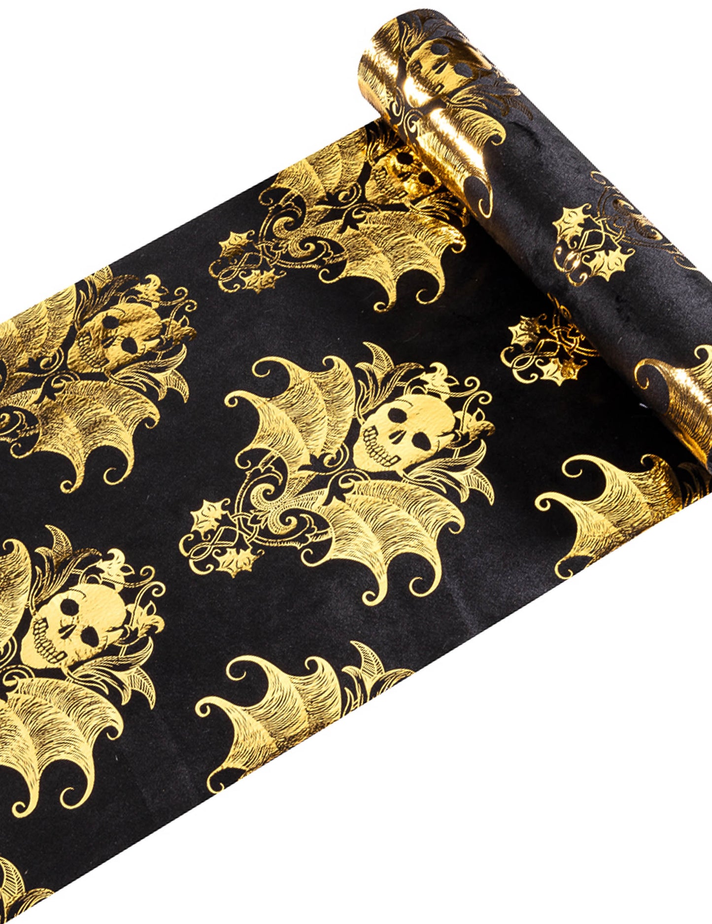 Black Velvet Table Runner a baroková zlatá kostra 3 m x 23 cm