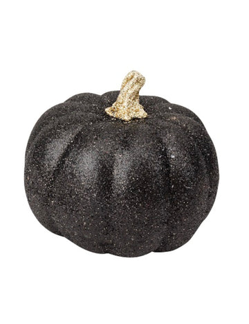 Résine Pumpkin Black Glitter a Gold 12 cm