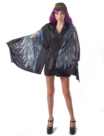 Black Poncho Angel Masguise Woman