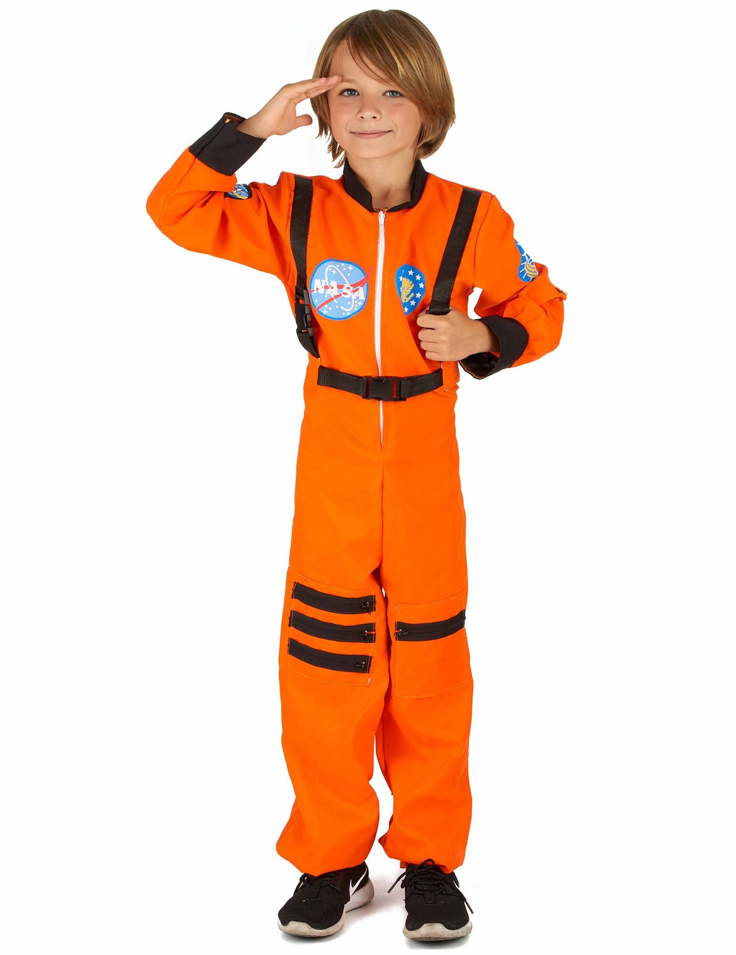 Oranžový chlapec astronaut zamaskovať