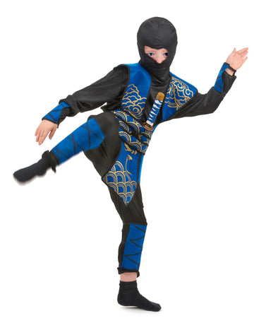 Modrý a zlatý kostým Ninja