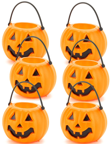 6 Mini Halloween Pumpkin Buckets 6,5 x 5 cm